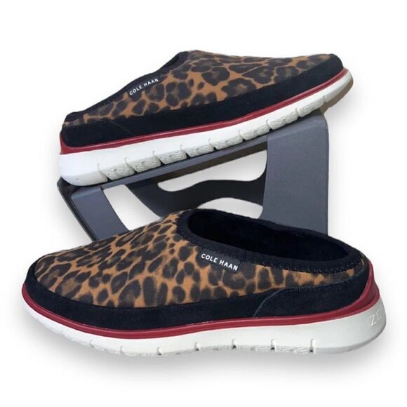 Cole Haan Generation Zerogrand Dweller Shearling Slipper Leopard Women's 7 - Picture 1 of 11